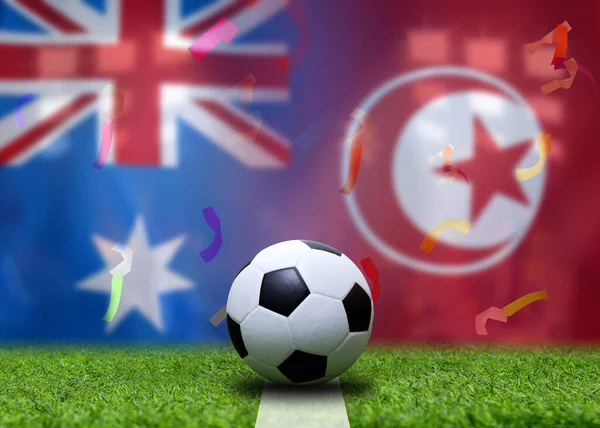 Змагання Футболу Між Збірними Австралії Тунісу — стокове фото