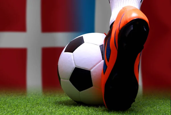 Змагання Футболу Між Національною Данією Національною Францією — стокове фото