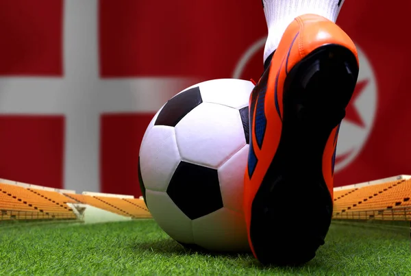 Fußball Pokalwettbewerb Zwischen Dänemark Und Tunesien — Stockfoto