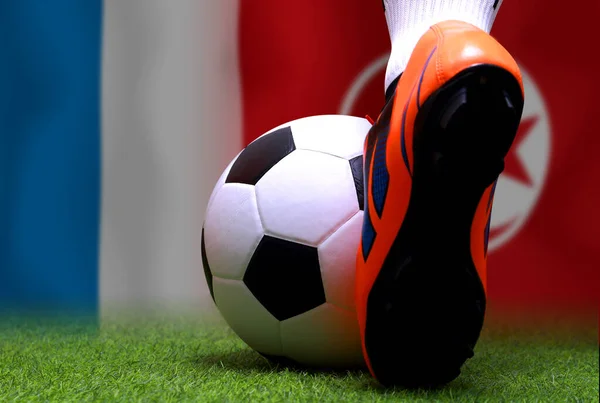 Copa Fútbol Competencia Entre Francia Nacional Túnez Nacional —  Fotos de Stock