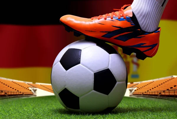 Copa Fútbol Competencia Entre Nacional Alemán Nacional Span —  Fotos de Stock