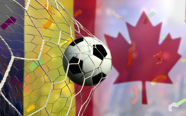 ベルギー代表とカナダ代表のサッカーカップ戦 — ストック写真