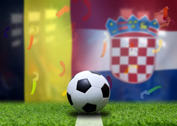 Copa Fútbol Competencia Entre Nacional Bélgica Croacia Nacional —  Fotos de Stock