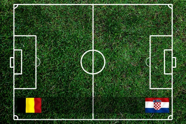 ベルギー代表とクロアチア代表のサッカーカップ戦 — ストック写真