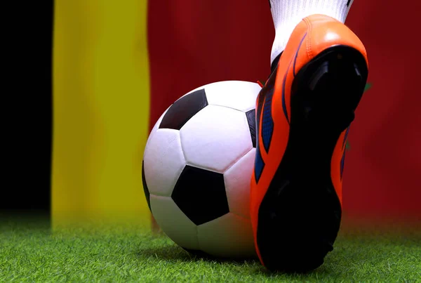 Fußballpokalwettbewerb Zwischen Der Belgischen Und Der Marokkanischen Nationalmannschaft — Stockfoto