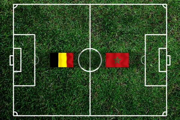 ベルギー代表とモロッコ代表のサッカーカップ戦 — ストック写真
