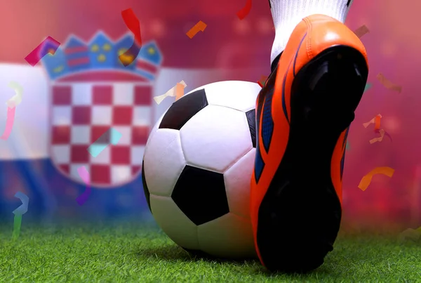 クロアチア代表とモロッコ代表のサッカーカップ戦 — ストック写真