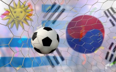 Ulusal Uruguay ile Güney Kore arasındaki futbol kupası müsabakası.