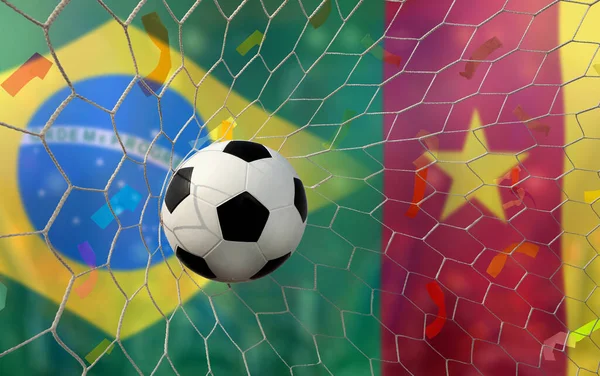 Voetbal Cup Wedstrijd Tussen Nationale Brazilië Nationale Kameroen — Stockfoto