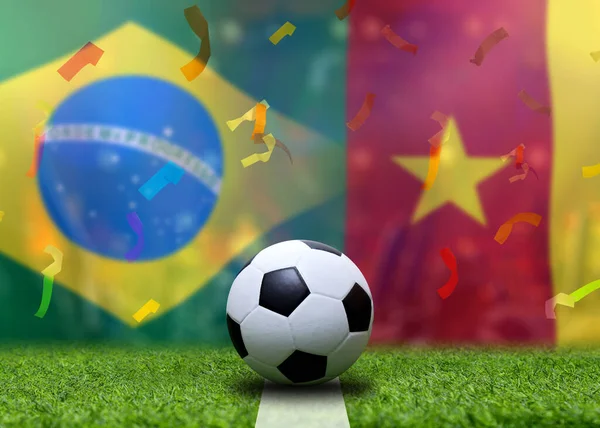 Змагання Футболу Між Збірними Бразилії Камеруну — стокове фото