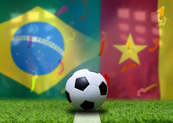 巴西和喀麦隆国家杯足球赛 — 图库照片