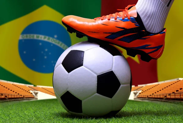 Ποδόσφαιρο Κύπελλο Ανταγωνισμού Μεταξύ Της Εθνικής Βραζιλίας Και Του Εθνικού — Φωτογραφία Αρχείου