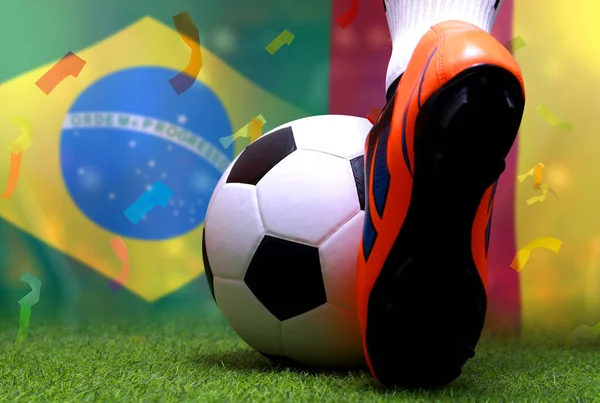 Fotboll Cup Tävling Mellan Den Nationella Brasilien Och Den Nationella — Stockfoto