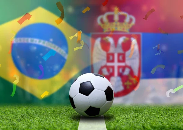 Copa Fútbol Competencia Entre Brasil Nacional Serbia Nacional —  Fotos de Stock
