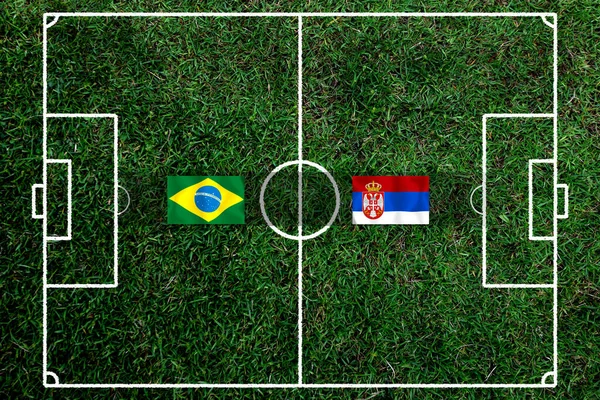 Coupe Football Entre Brésil National Serbie Nationale — Photo