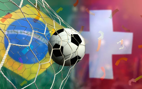 Voetbalbekerwedstrijd Tussen Het Nationale Brazilië Het Nationale Zwitserland — Stockfoto