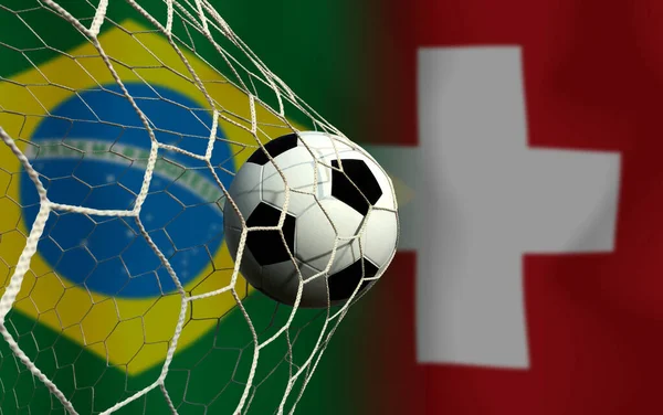 Coupe Football Entre Brésil National Suisse Nationale — Photo
