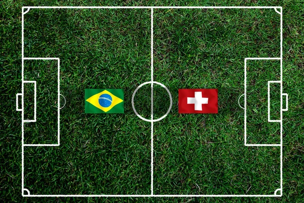 サッカーカップブラジル代表とスイス代表の試合 — ストック写真