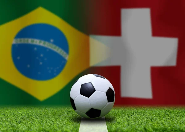 Змагання Футболу Між Збірними Бразилії Швейцарії — стокове фото