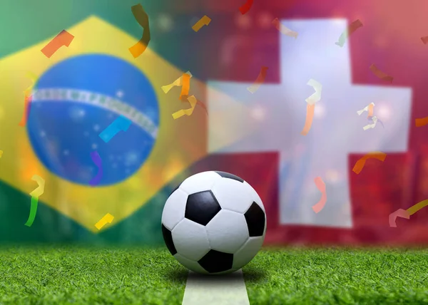 Competição Copa Futebol Entre Brasil Nacional Suíça Nacional — Fotografia de Stock