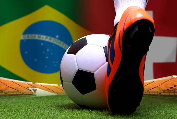 Copa Fútbol Competencia Entre Nacional Brasil Suiza Nacional — Foto de Stock