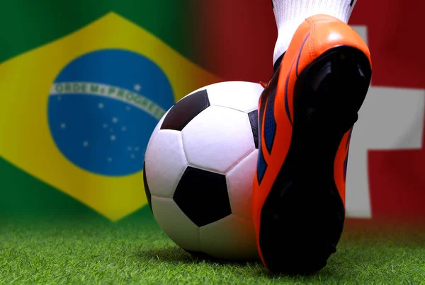 Copa Fútbol Competencia Entre Nacional Brasil Suiza Nacional — Foto de Stock