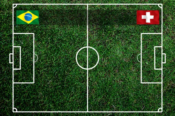 サッカーカップブラジル代表とスイス代表の試合 — ストック写真