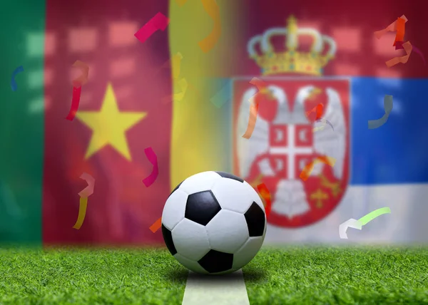 Copa Fútbol Competencia Entre Camerún Nacional Serbia Nacional —  Fotos de Stock