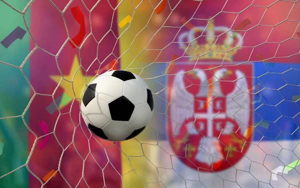 Voetbalbekerwedstrijd Tussen Het Nationale Kameroen Het Nationale Servië — Stockfoto