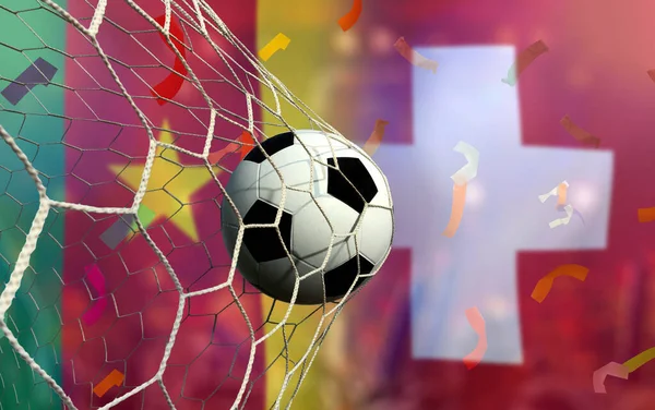 Copa Fútbol Competencia Entre Camerún Nacional Suiza Nacional —  Fotos de Stock