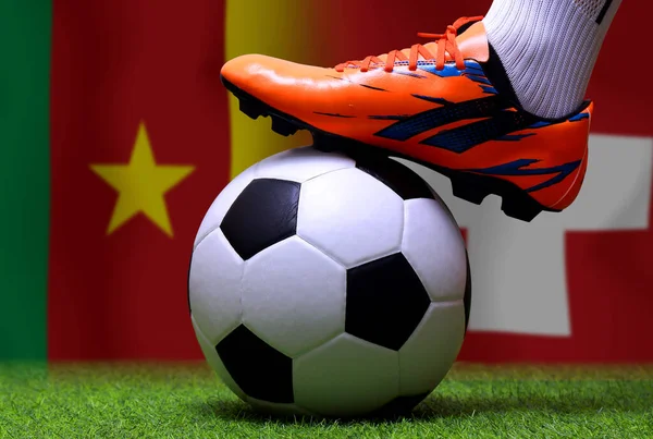 Competição Copa Futebol Entre Camarões Nacionais Suíça Nacional — Fotografia de Stock