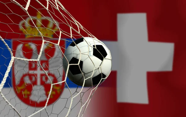 Кубок Футболу Между Национальной Сербией Национальной Швейцарией — стоковое фото
