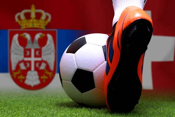 Copa Fútbol Entre Serbia Nacional Suiza Nacional —  Fotos de Stock