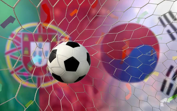 Ποδοσφαιρικός Διαγωνισμός Μεταξύ Της Εθνικής Πορτογαλίας Και Της Εθνικής Νότιας — Φωτογραφία Αρχείου