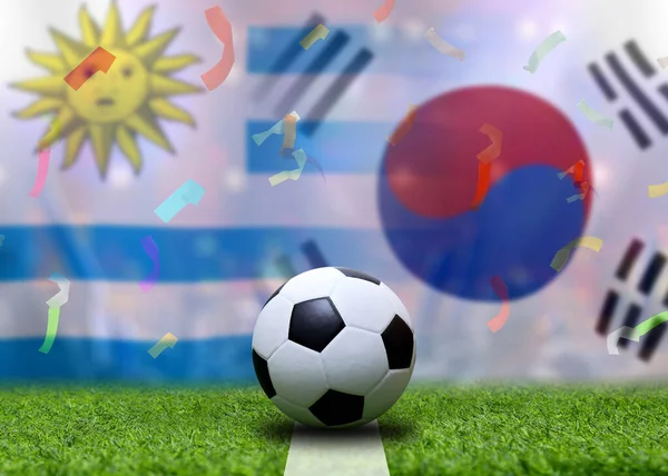 乌拉圭与韩国国家杯足球赛 — 图库照片