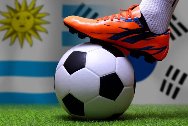 Copa Fútbol Entre Uruguay Nacional Corea Del Sur Nacional —  Fotos de Stock