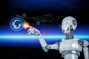 3D rendering. Artificial intelligence,AI research of robot and cyborg development for future,digital smart world metaverse concept.