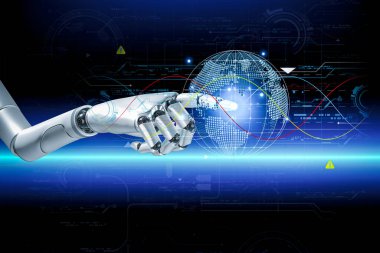 3D rendering. Artificial intelligence,AI research of robot and cyborg development for future,digital smart world metaverse concept.