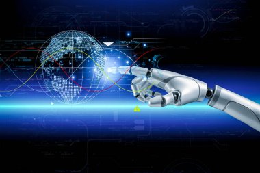 3D rendering. Artificial intelligence,AI research of robot and cyborg development for future,digital smart world metaverse concept.