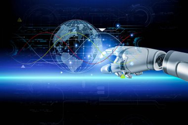 3D rendering. Artificial intelligence,AI research of robot and cyborg development for future,digital smart world metaverse concept.