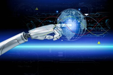 3D rendering. Artificial intelligence,AI research of robot and cyborg development for future,digital smart world metaverse concept.