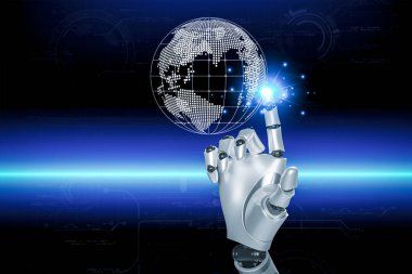 3D rendering. Artificial intelligence,AI research of robot and cyborg development for future,digital smart world metaverse concept.