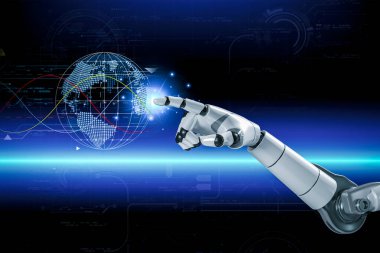 3D rendering. Artificial intelligence,AI research of robot and cyborg development for future,digital smart world metaverse concept.