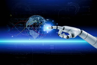 3D rendering. Artificial intelligence,AI research of robot and cyborg development for future,digital smart world metaverse concept.