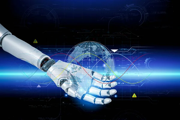 Rendering Künstliche Intelligenz Forschung Zur Roboter Und Cyborg Entwicklung Für — Stockfoto