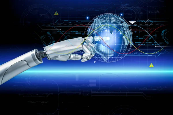 3D rendering. Artificial intelligence,AI research of robot and cyborg development for future,digital smart world metaverse concept.