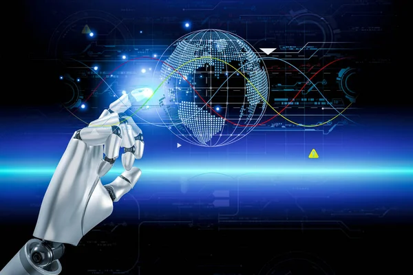 Rendering Künstliche Intelligenz Forschung Zur Roboter Und Cyborg Entwicklung Für — Stockfoto