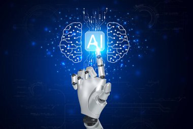 Artificial Intelligence. Technology smart robot AI, artificial intelligence by enter command prompt for generates something, Futuristic technology transformation. clipart