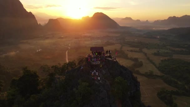 Vista Aérea Del Mirador Nam Xay Vang Vieng Laos — Vídeo de stock