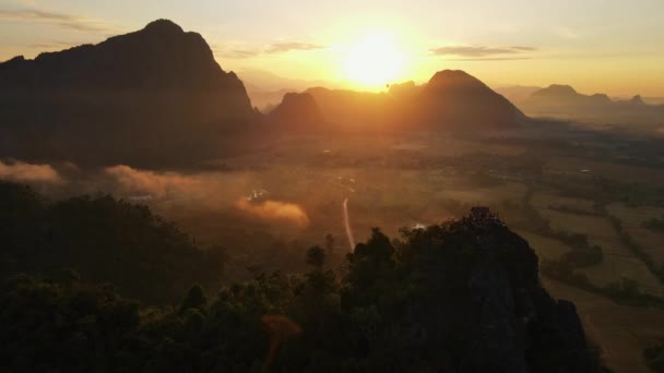 Widok Lotu Ptaka Punktu Widzenia Wietnamu Xay Vang Vieng Laos — Wideo stockowe